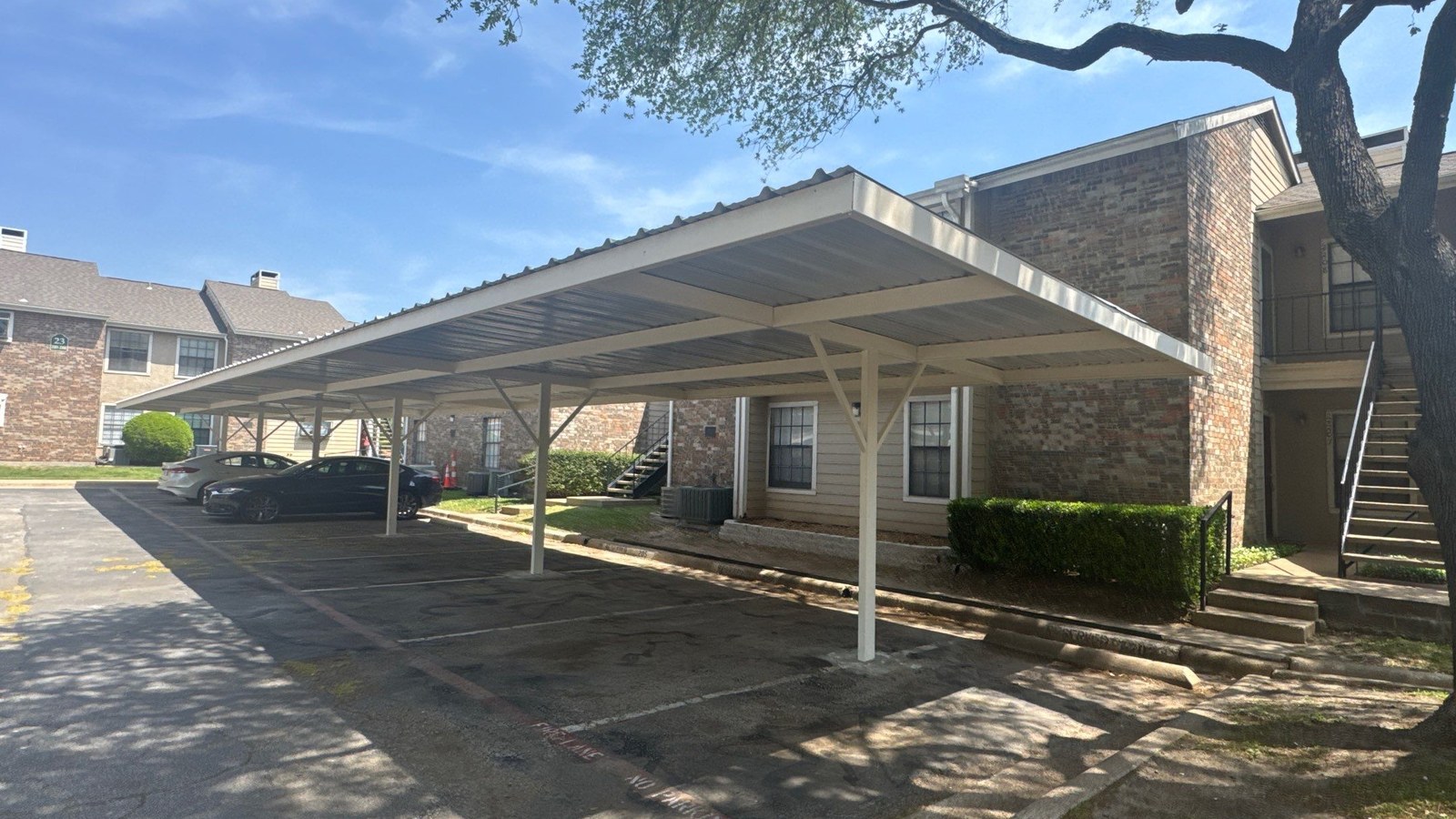 Before: Damaged Carport – Old Bent Tree Ln, Dallas, TX