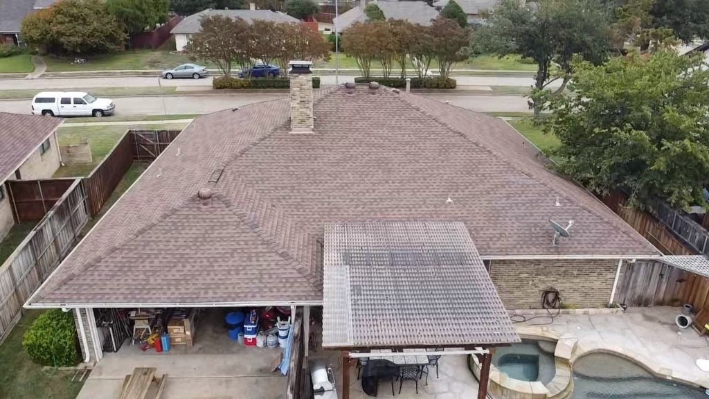 Before: Original roof and patio – DFW Residence